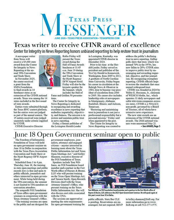 June 2026 Texas Press Messenger
