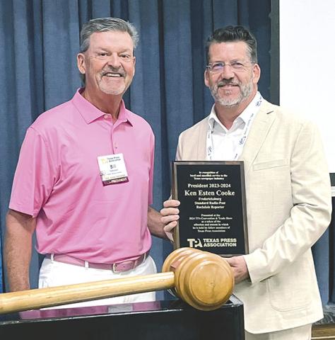 Bill Patterson, TPA President 2024-25, with Ken Cooke, immediate past president