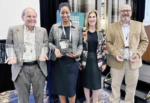 Among the Walls Commentary Awards winners  are (from left) Dion Lefler, opinion editor of The Wichita Eagle, Wichita, Kansas; Nedra Rhone, lifestyle columnist of The Atlanta Journal-Constitution, Atlanta, Georgia; Lissa Walls Cribb, CEO of Southern Newspapers; and Greg Weatherbee, publisher of The Lufkin Daily News.
