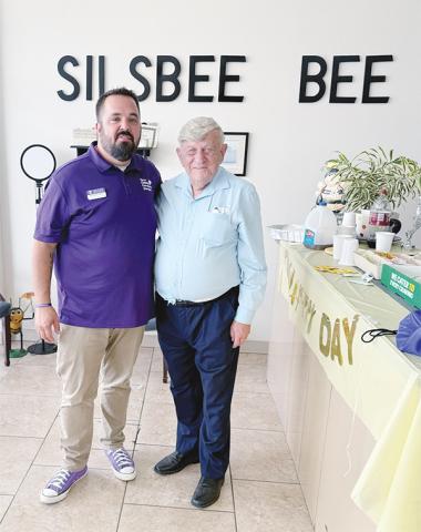 TCCJ Director Austin Lewter with retiring Silsbee Editor Dan Eakin